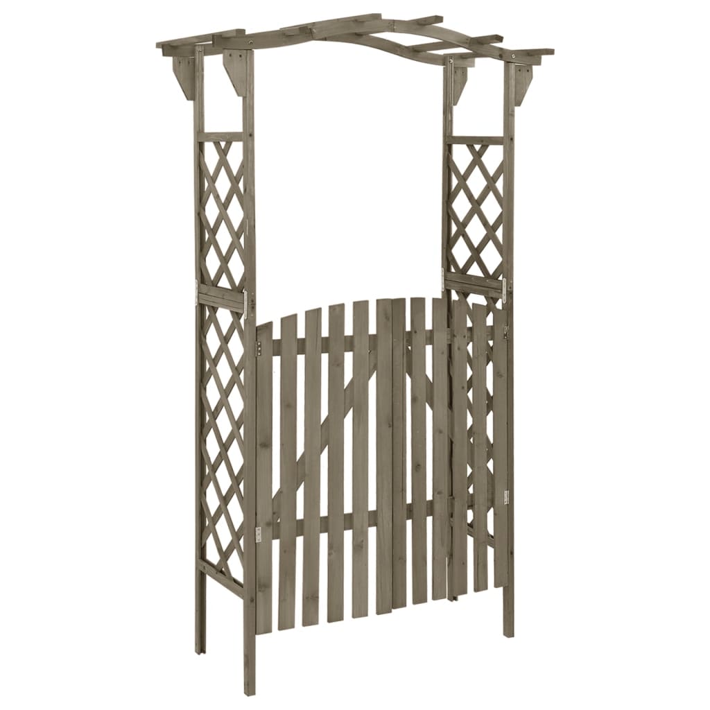 Pergola with gate 116x40x204 cm gray solid fir wood