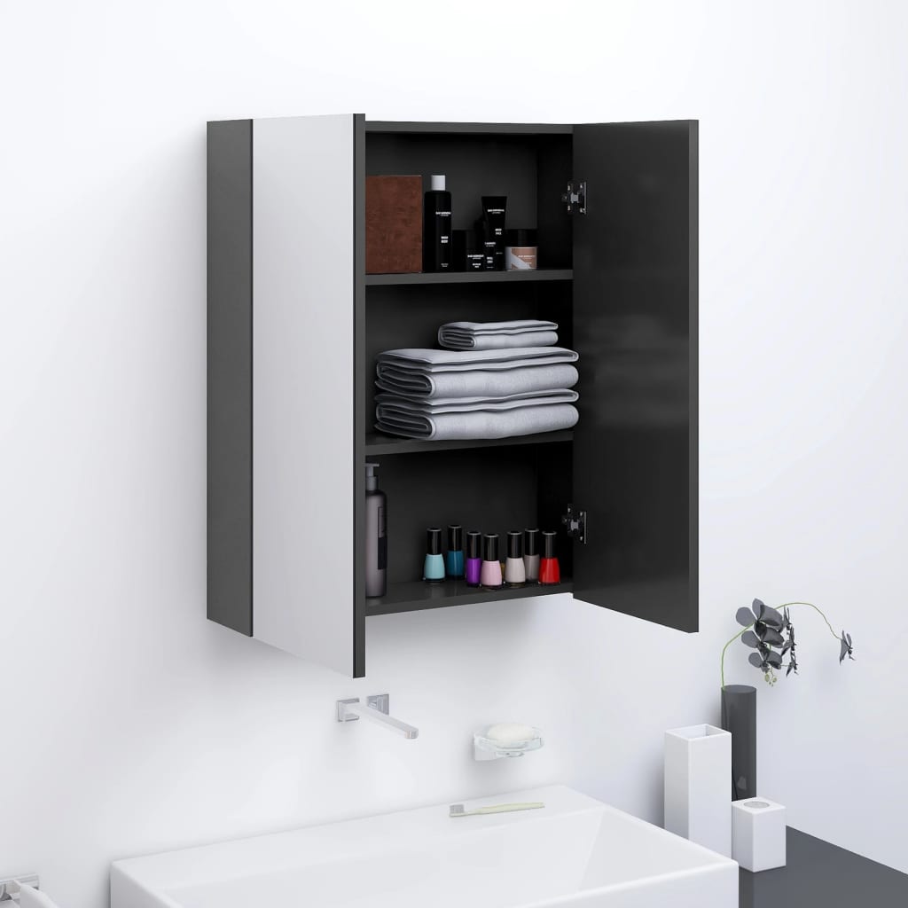 Bathroom mirror cabinet 60x15x75 cm MDF gray