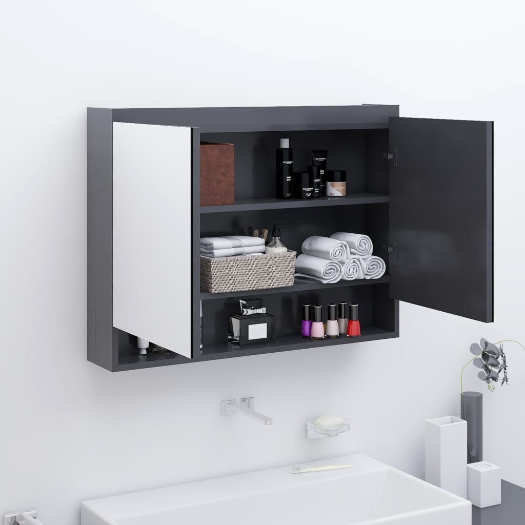 Bathroom mirror cabinet 80x15x60 cm MDF gray