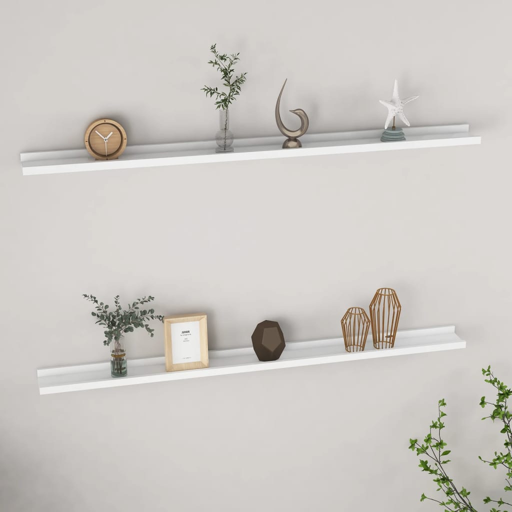 Wall shelves 2 pcs. White 115x9x3 cm