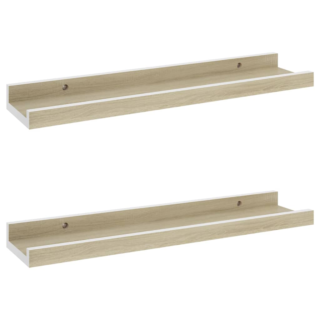 Wall shelves 2 pcs. White and Sonoma oak 40x9x3 cm