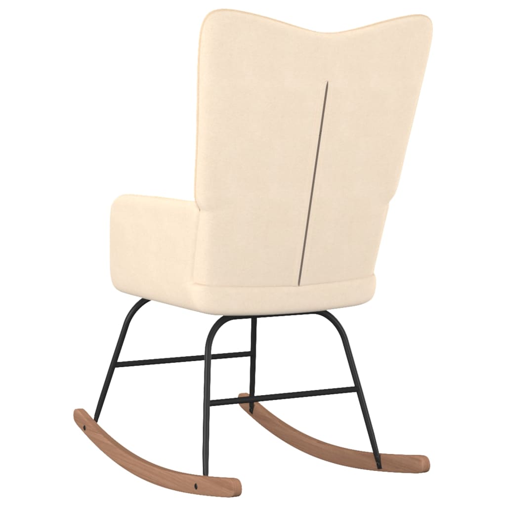 Rocking chair with stool cream fabric