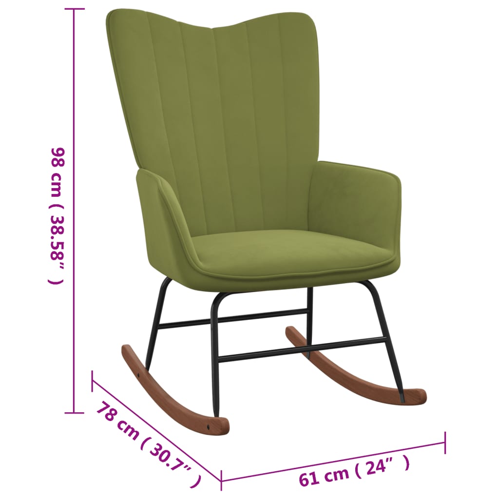 Rocking chair light green velvet