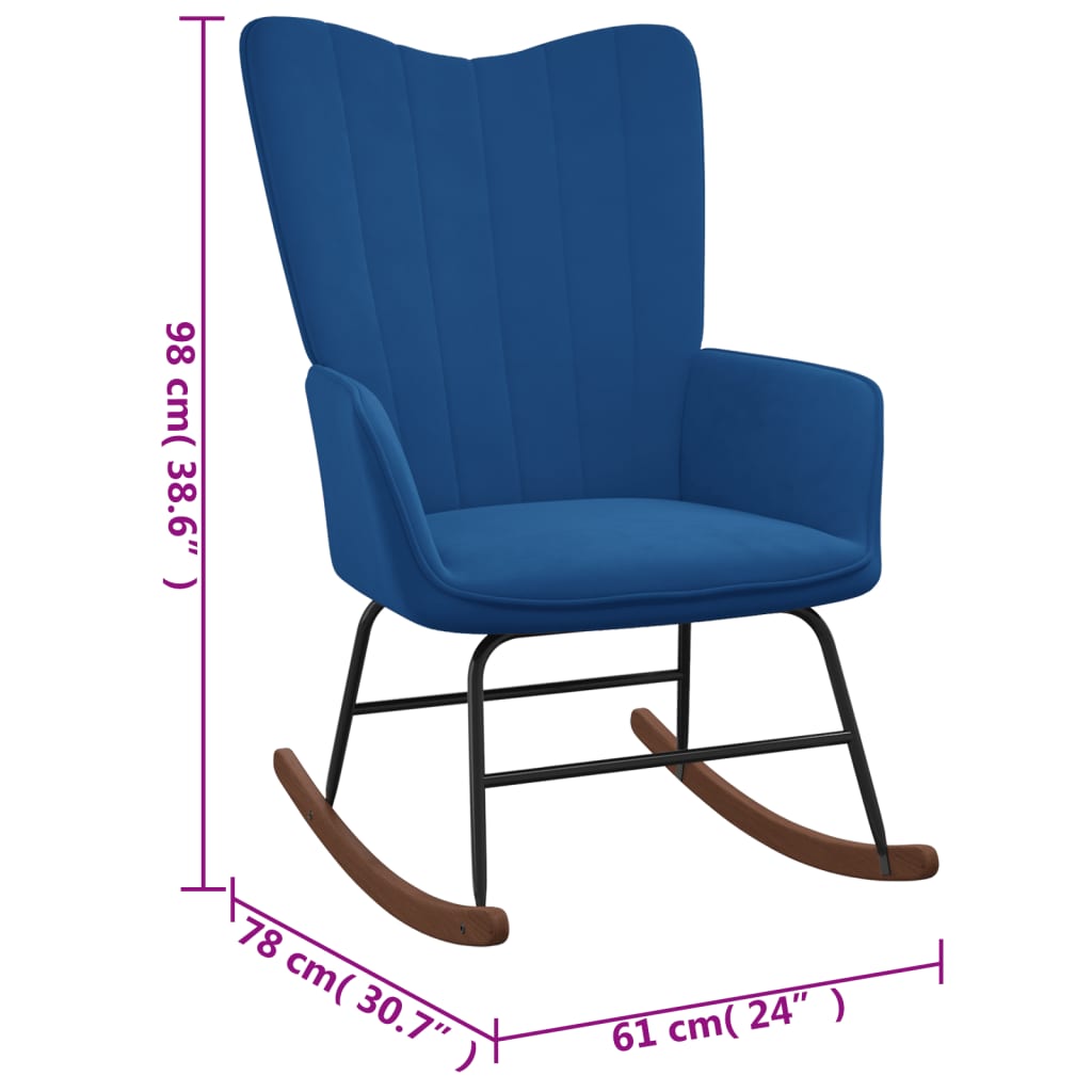 Rocking chair blue velvet