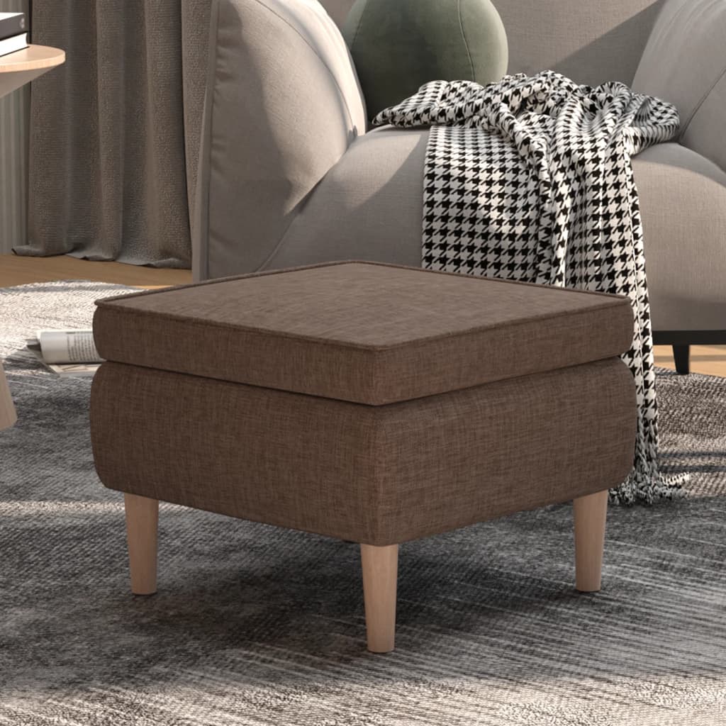 Stool with wooden legs taupe fabric