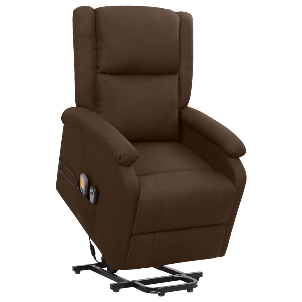 Massage chair with stand-up aid dark brown fabric