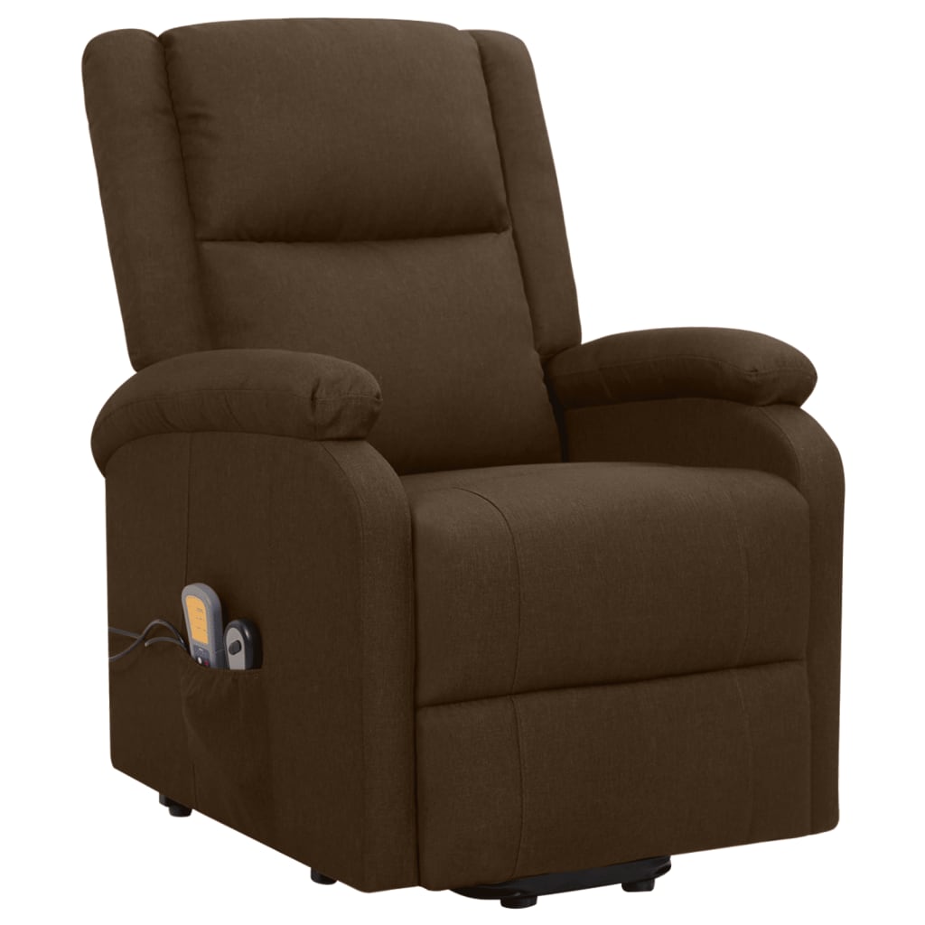 Massage chair with stand-up aid dark brown fabric