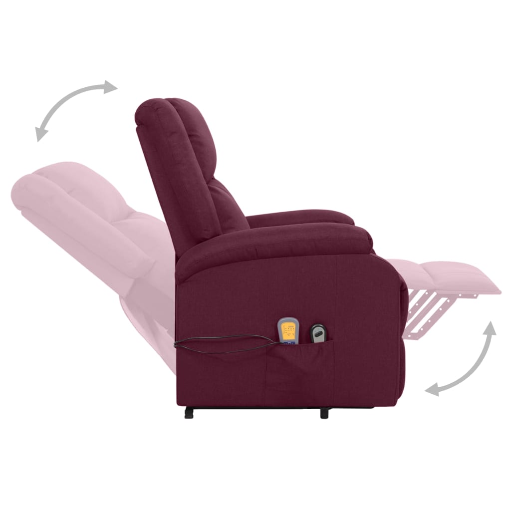 Massage chair with stand-up aid purple fabric