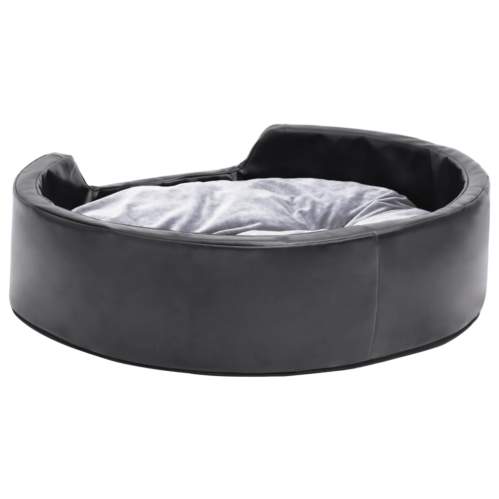 Dog bed black-grey 69x59x19 cm plush and faux leather