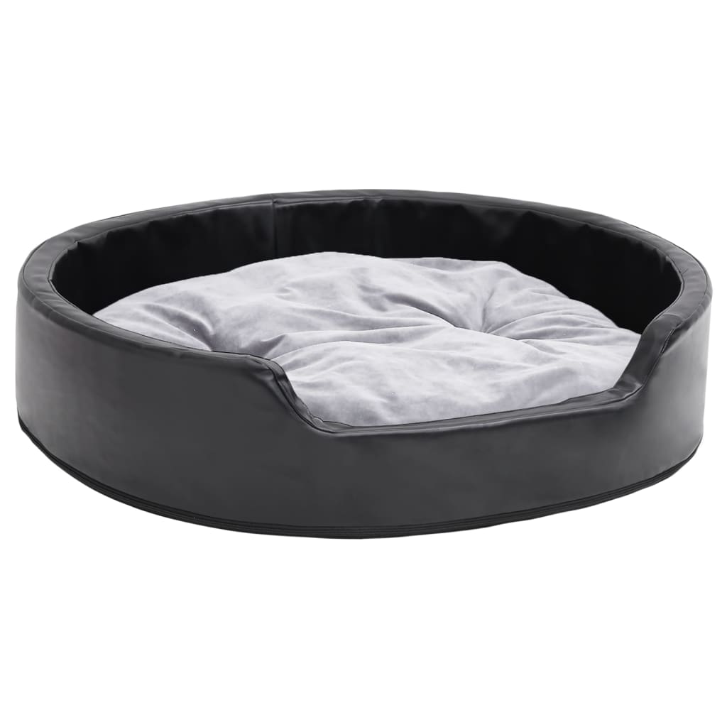 Dog bed black-grey 79x70x19 cm plush and faux leather