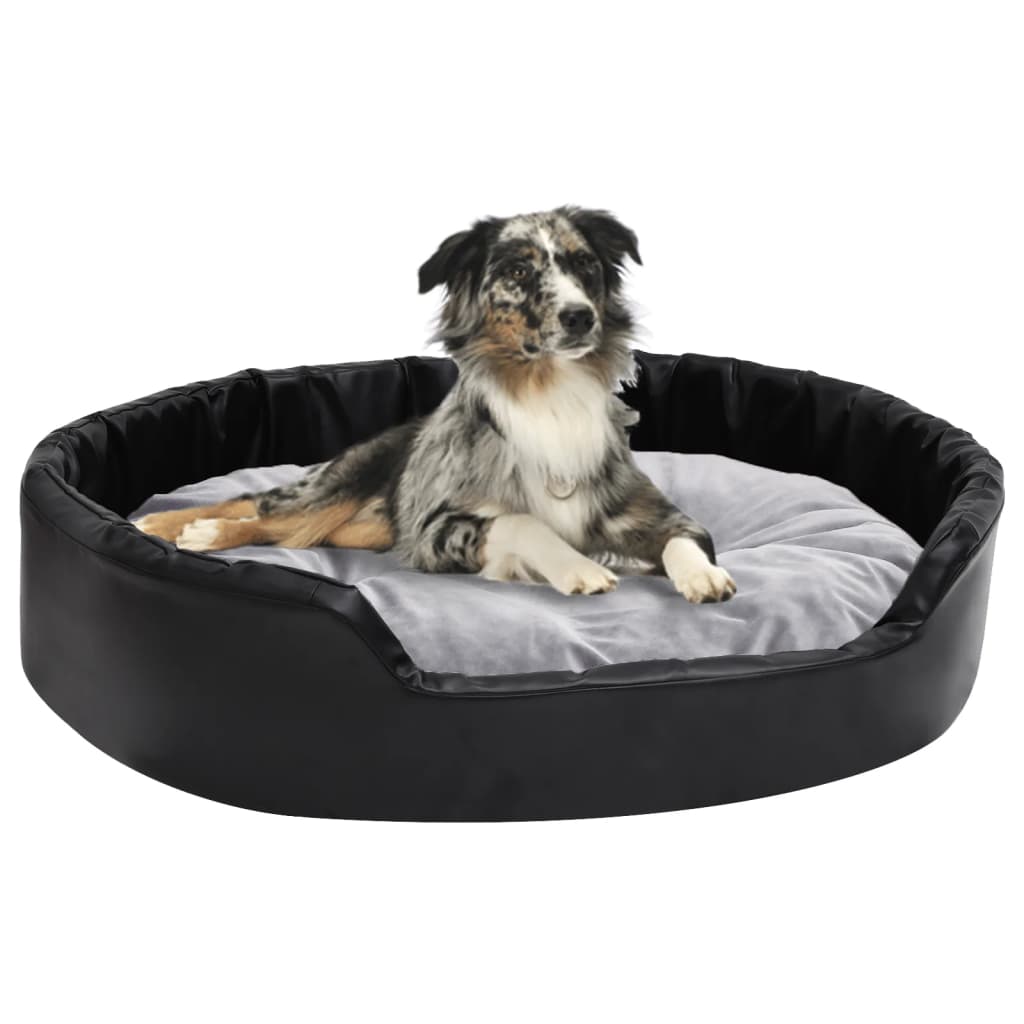 Dog bed black-grey 90x79x20 cm plush and faux leather