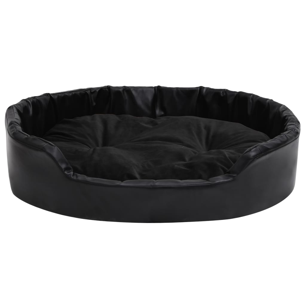 Dog bed black 90x79x20 cm plush and faux leather