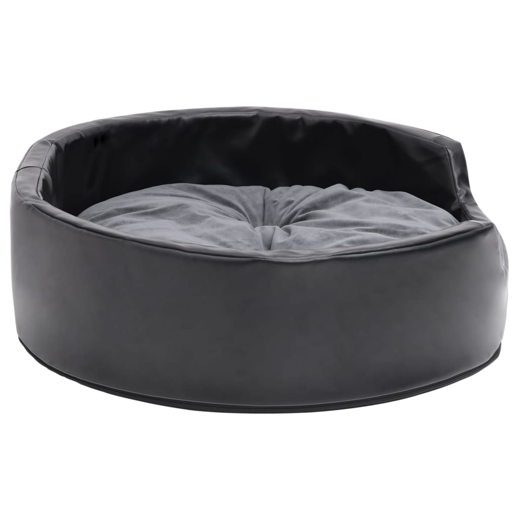 Dog bed black-dark gray 69x59x19 cm plush and faux leather