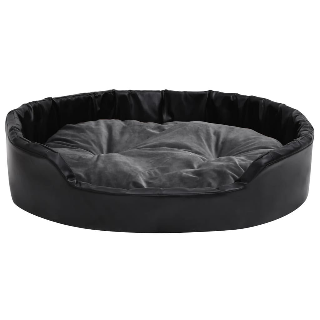 Dog bed black-dark gray 90x79x20 cm plush and faux leather