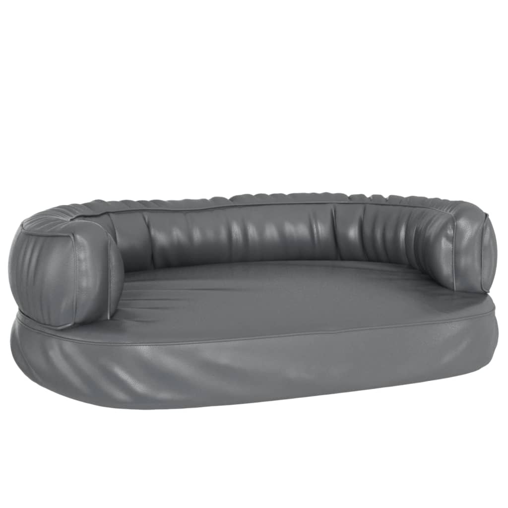 Dog bed ergonomic foam gray 60x42 cm faux leather