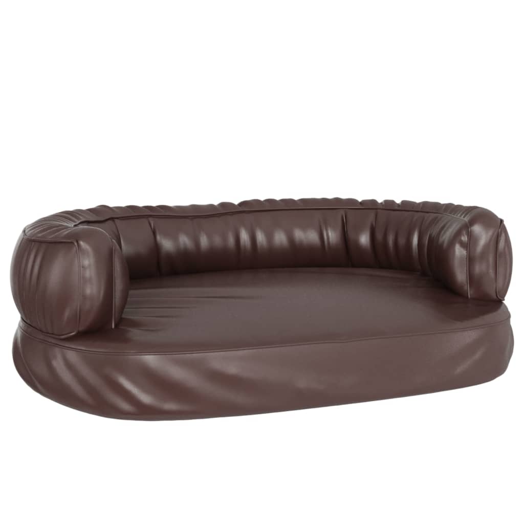 Dog bed ergonomic foam brown 60x42 cm faux leather