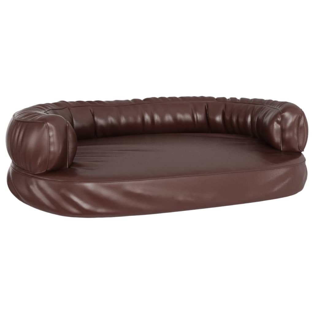 Dog bed ergonomic foam brown 75x53 cm faux leather