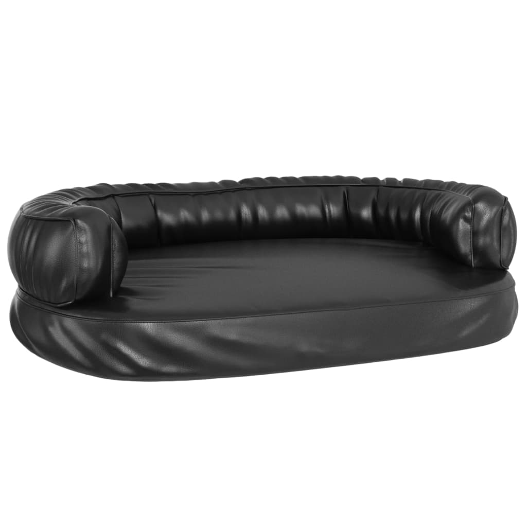 Dog bed ergonomic foam black 75x53 cm faux leather