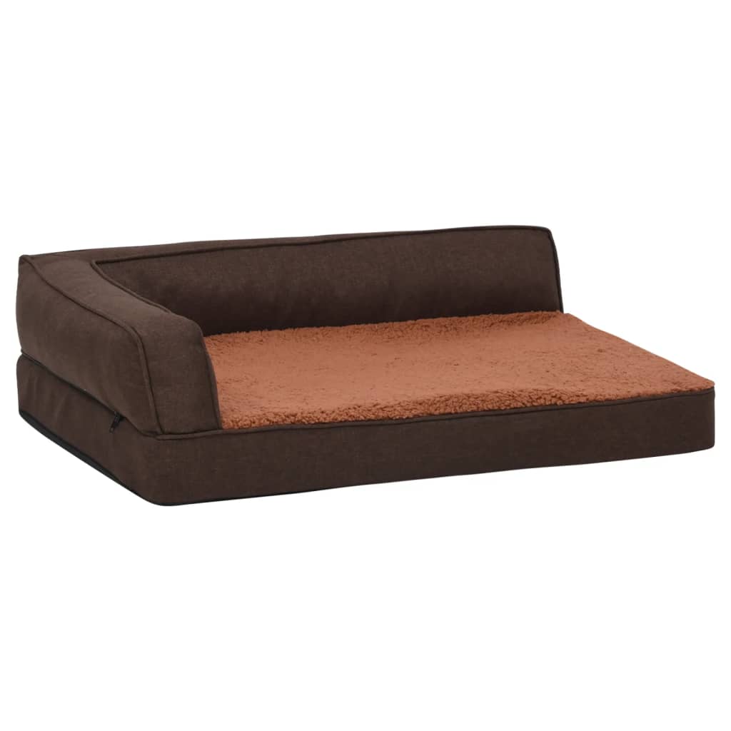 Dog mattress ergonomic 75x53 cm linen look fleece brown