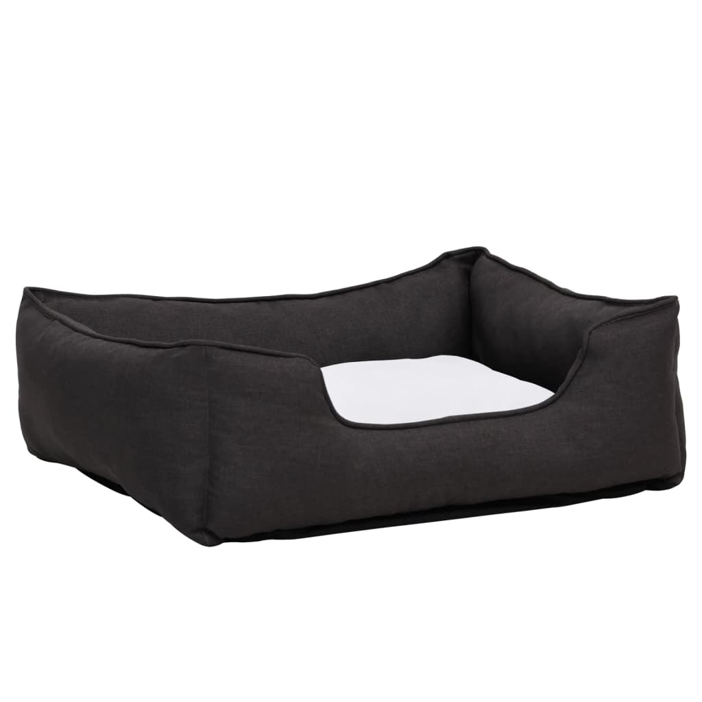 Dog bed dark gray-white 85.5x70x23 cm fleece linen look