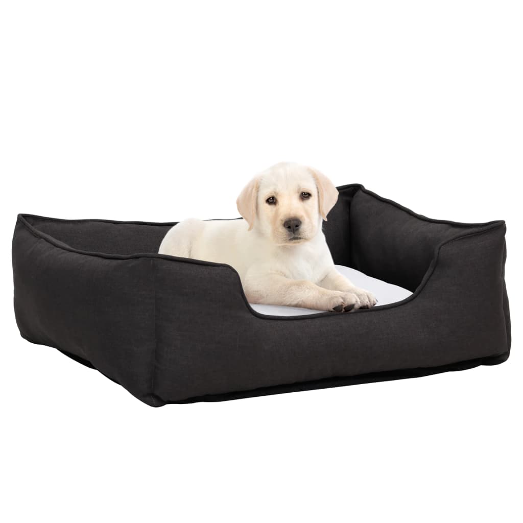 Dog bed dark gray-white 85.5x70x23 cm fleece linen look
