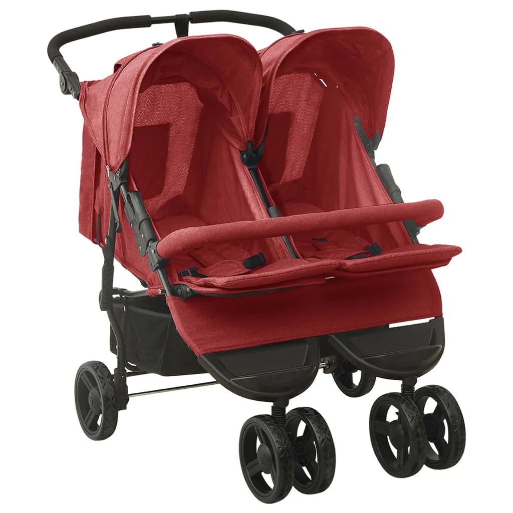 Sibling stroller red steel