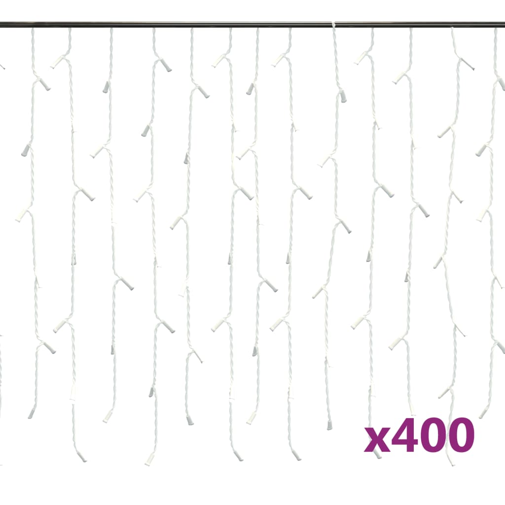 LED-Vorhang mit Eiszapfen 10 m 400 LED 8 Funktionen Warmweiß