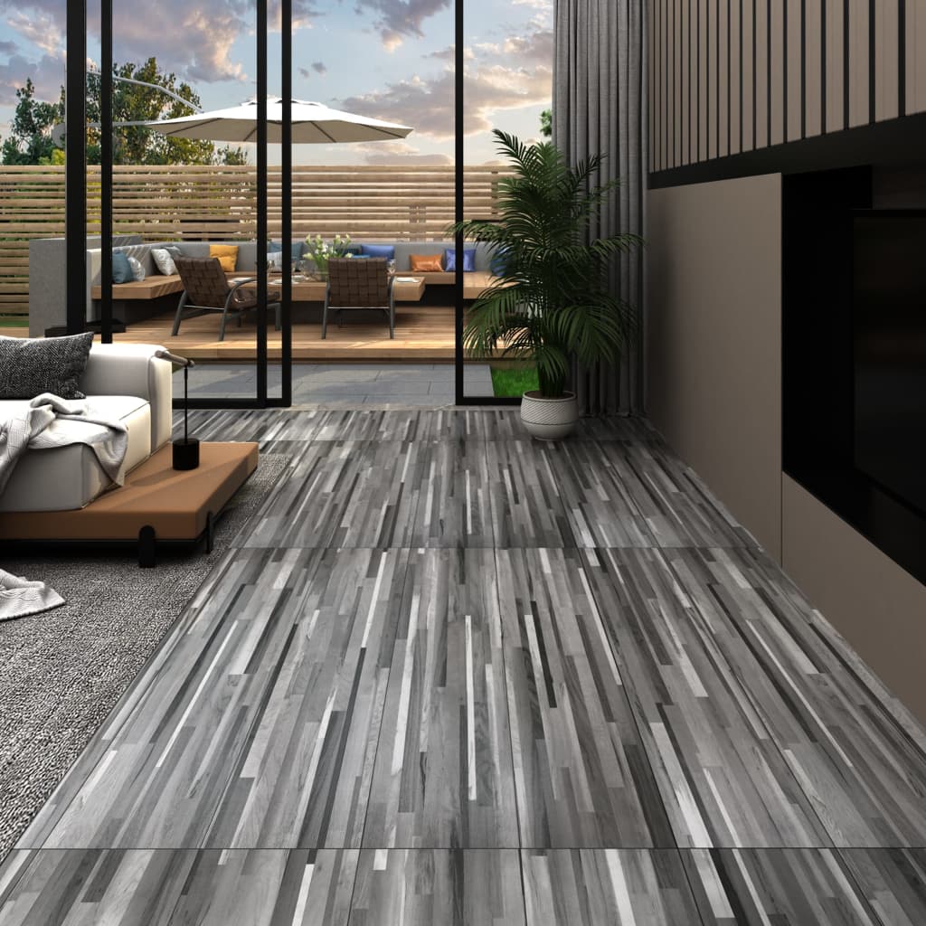 PVC tiles self-adhesive 5.21 m² 2 mm gray stripes