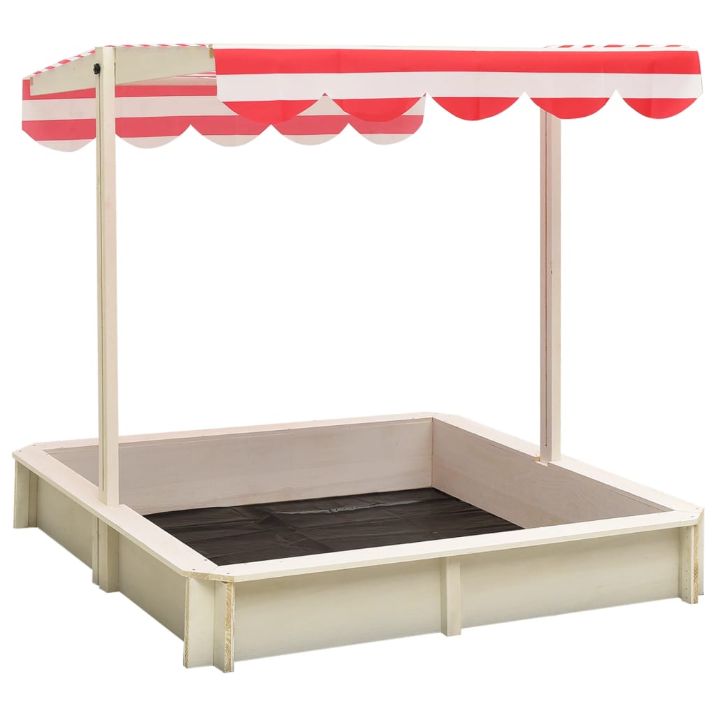 Sandpit with adjustable roof fir wood white and red UV50