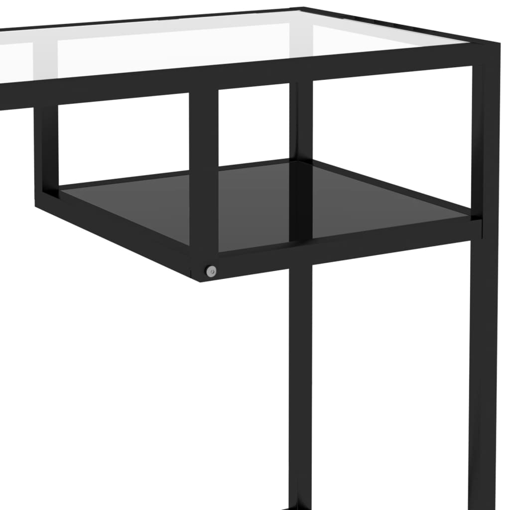 Computer table black 100x36x74 cm glass