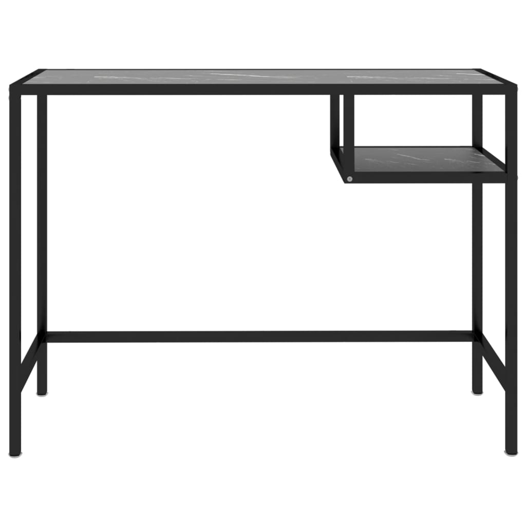Computer table black marble 100x36x74 cm tempered glass