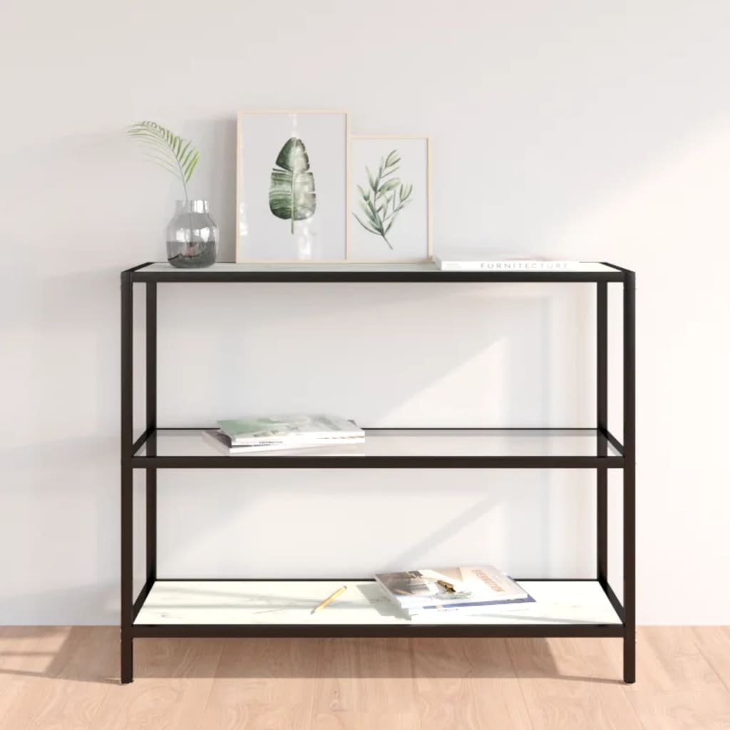 Console table transparent and white marble 100x36x90 cm tempered glass