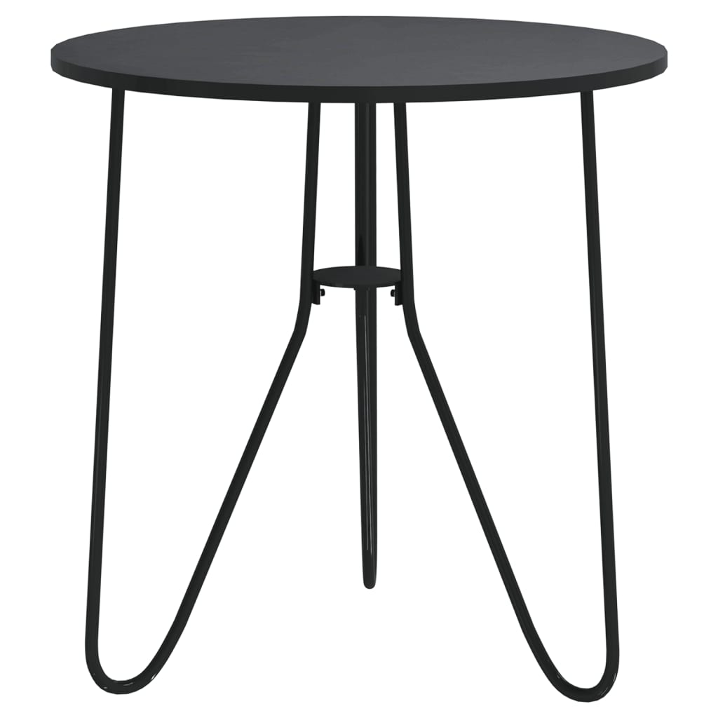 Side table black 48 cm MDF and iron