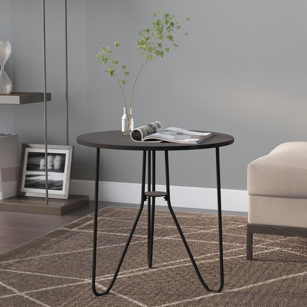 Side table black 48 cm MDF and iron