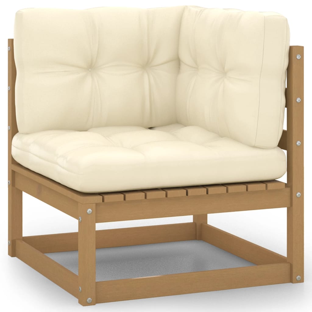 6 pcs. Garden lounge set cushion honey brown solid pine wood