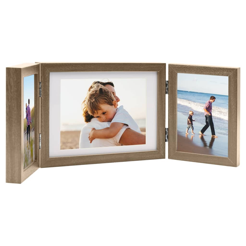 Triple picture frame collage light brown 22x15 cm+2x(10x15 cm)