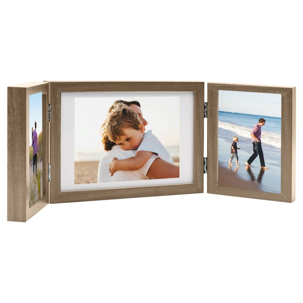 Triple picture frame collage light brown 28x18 cm+2x(13x18 cm)