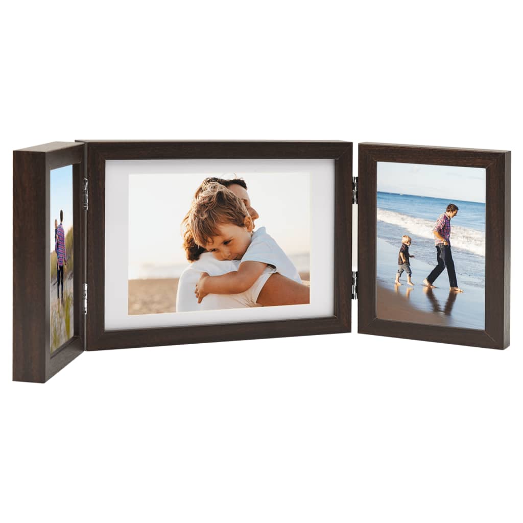 Triple picture frame collage dark brown 28x18 cm+2x(13x18 cm)