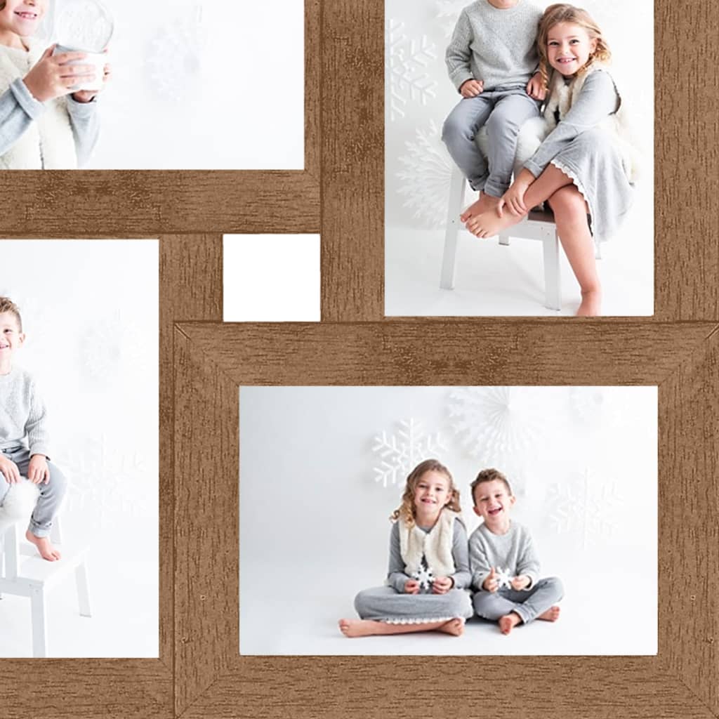Collage picture frame for 4x (10x15 cm) photos light brown MDF