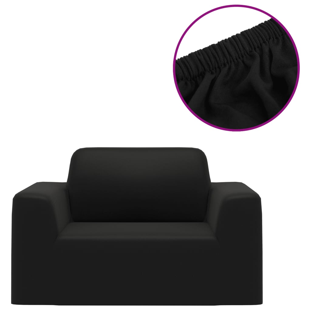 Stretch sofa cover black polyester jersey