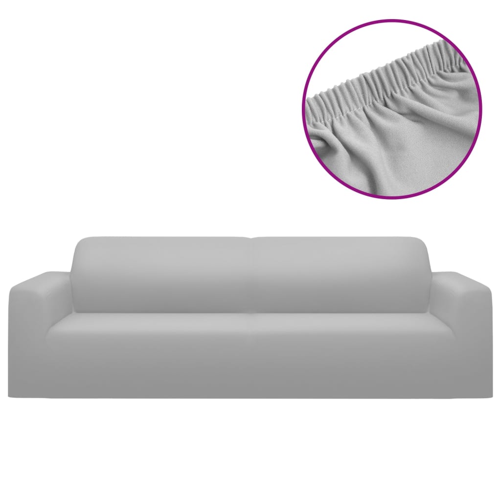Stretch Sofahusse 3-Sitzer Grau Polyester-Jersey