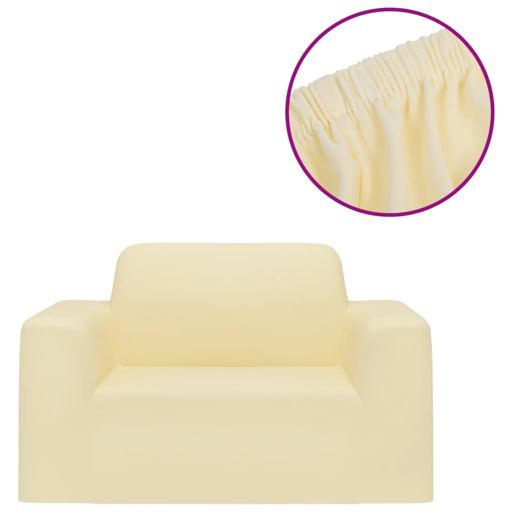 Stretch sofa cover cream polyester jersey