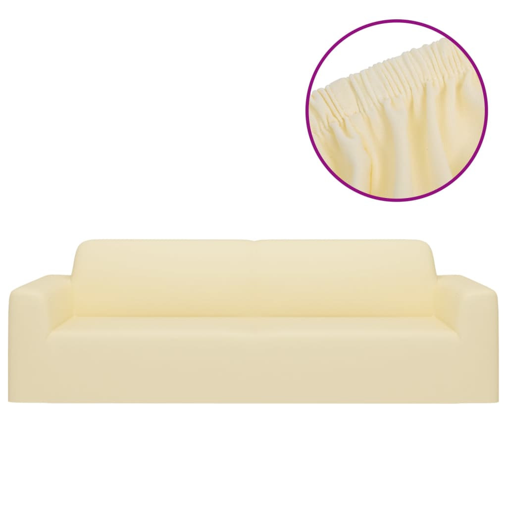 Stretch Sofahusse 3-Sitzer Creme Polyester-Jersey