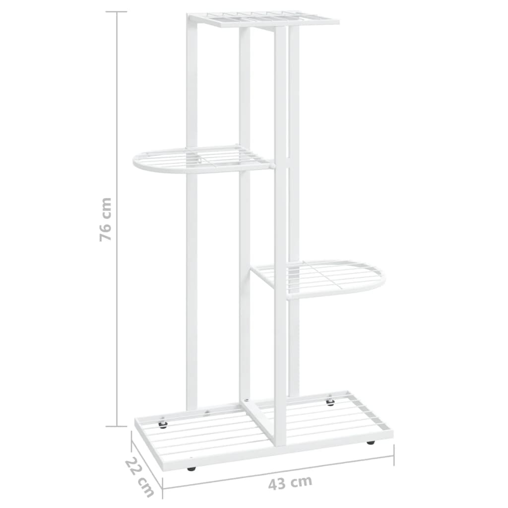Flower stand 4 levels 43x22x76 cm white metal