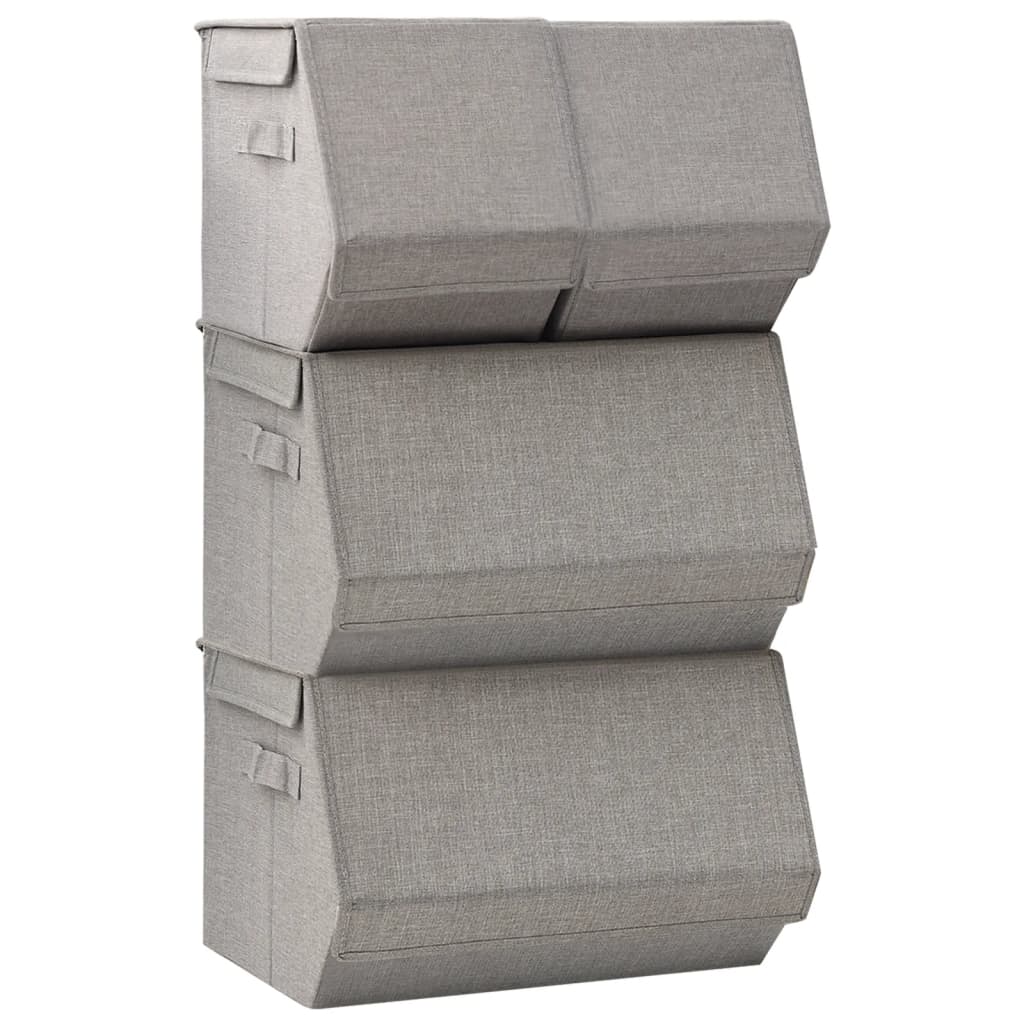 4 pcs. Storage box set stackable fabric gray
