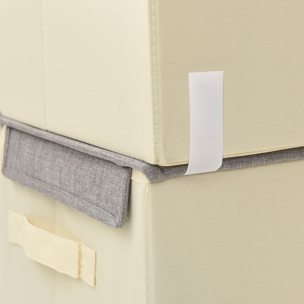 4 pcs. Storage Box Set Stackable Fabric Gray &amp; Cream