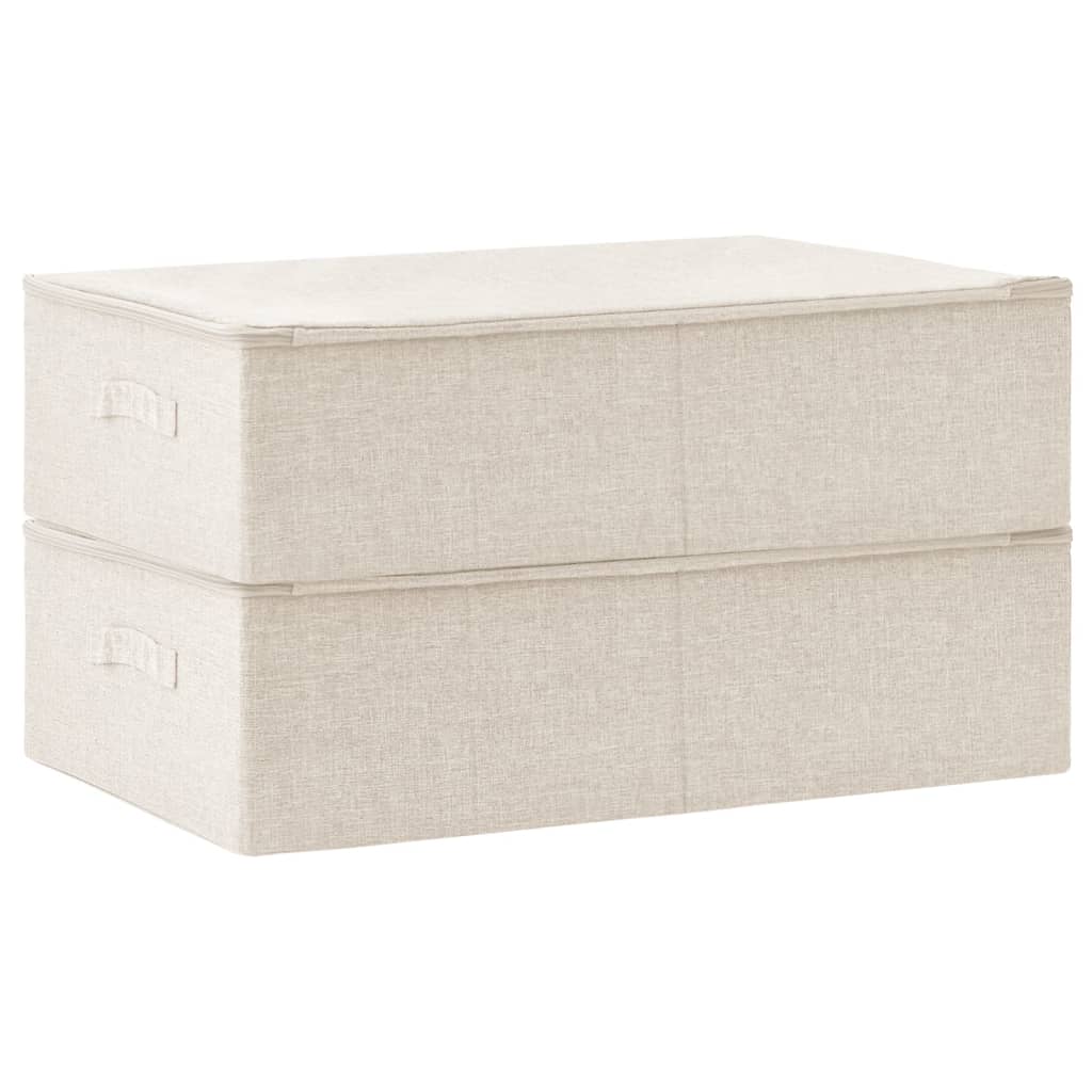 Storage boxes 2 pcs. fabric 70x40x18 cm cream