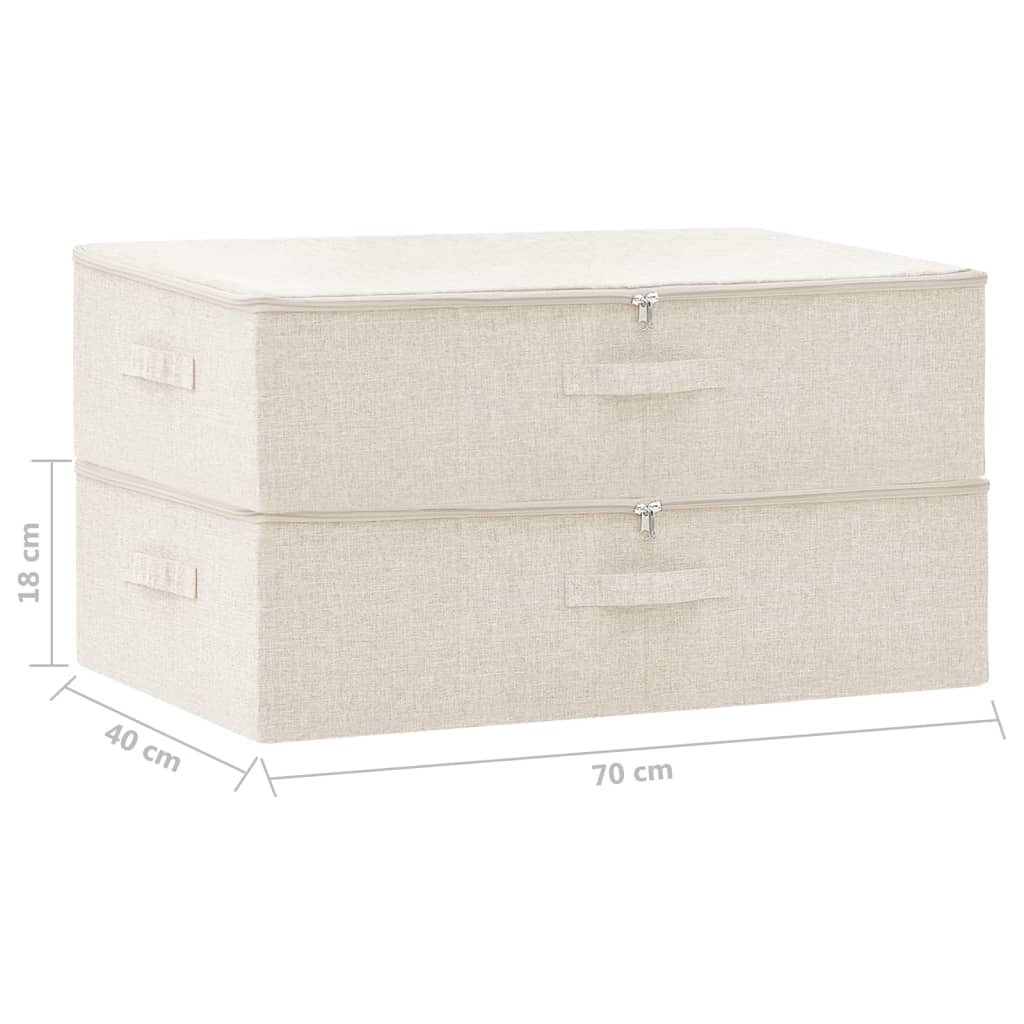 Storage boxes 2 pcs. fabric 70x40x18 cm cream