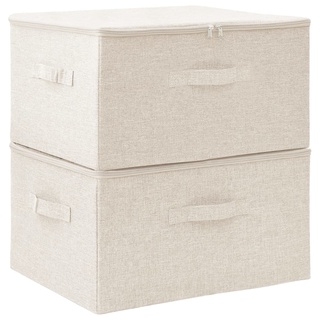 Storage boxes 2 pcs. fabric 43x34x23 cm cream