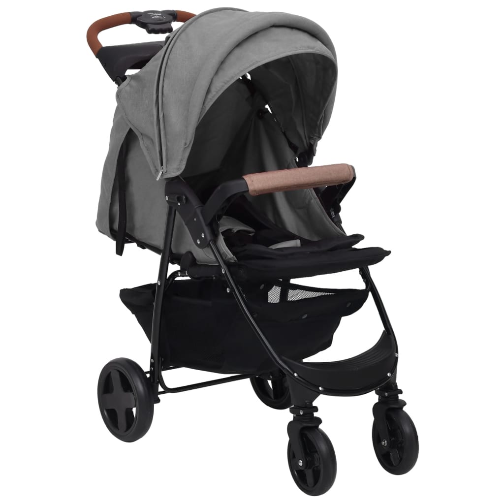 3-in-1 Kinderwagen Hellgrau Stahl